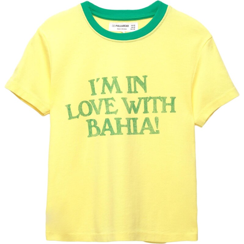 Pull&Bear Tričko BRASIL žltá / trávovo zelená 65881410