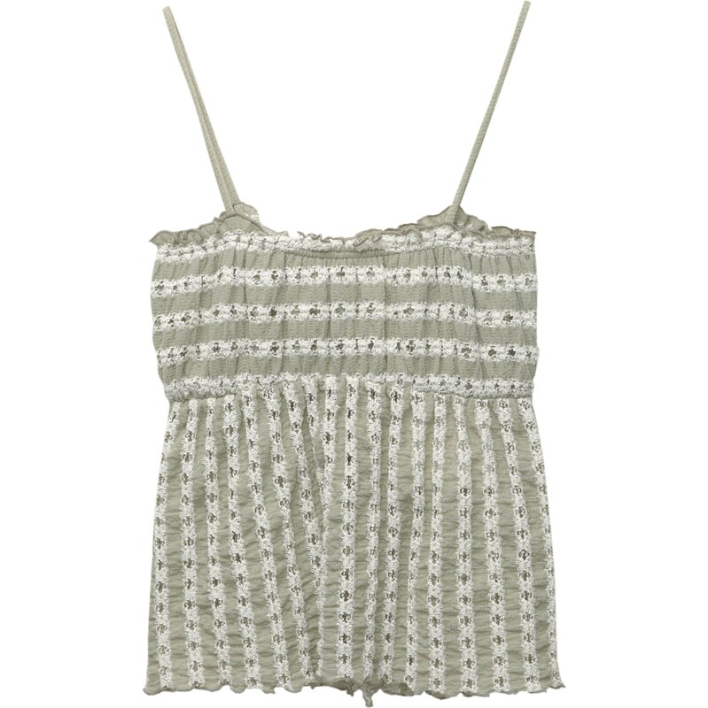 Pull&Bear Top nefritová / biela 65881427