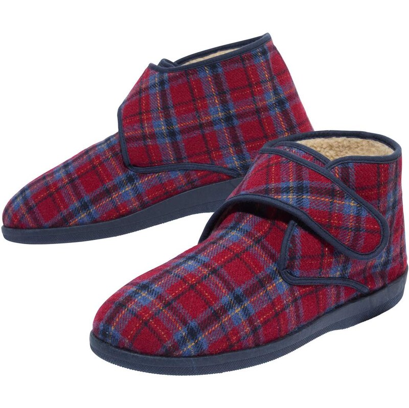 Zateplené papuče na suchý zips Atlas For Men Kostkovaná 61681765