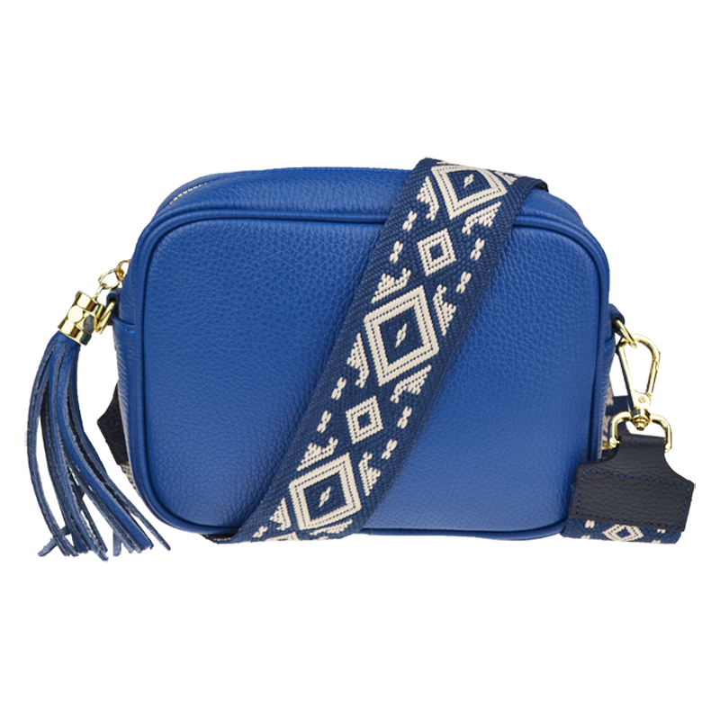 Modrá kožená talianska crossbody kabelka Bala Bluette s prídavným 64121111