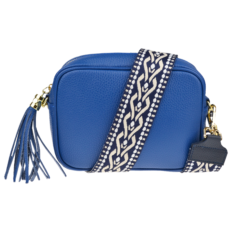 Modrá kožená talianska crossbody kabelka Bala Bluette s prídavným 64121112