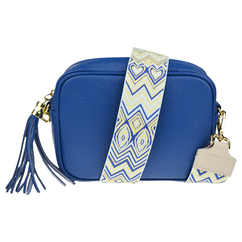 Modrá kožená talianska crossbody kabelka Bala Bluette s prídavným 64121115