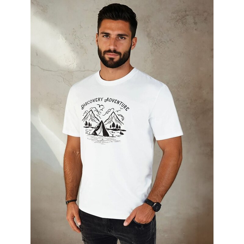 Dstreet Originálne biele tričko s výrazným nápisom 50175120