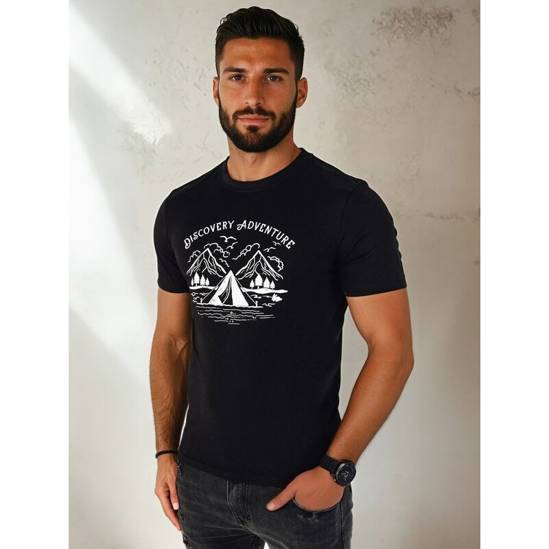 Dstreet Originálne čierne tričko s výrazným nápisom 50175121