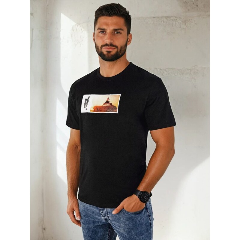 Dstreet Originálne čierne tričko s nápisom 50328820