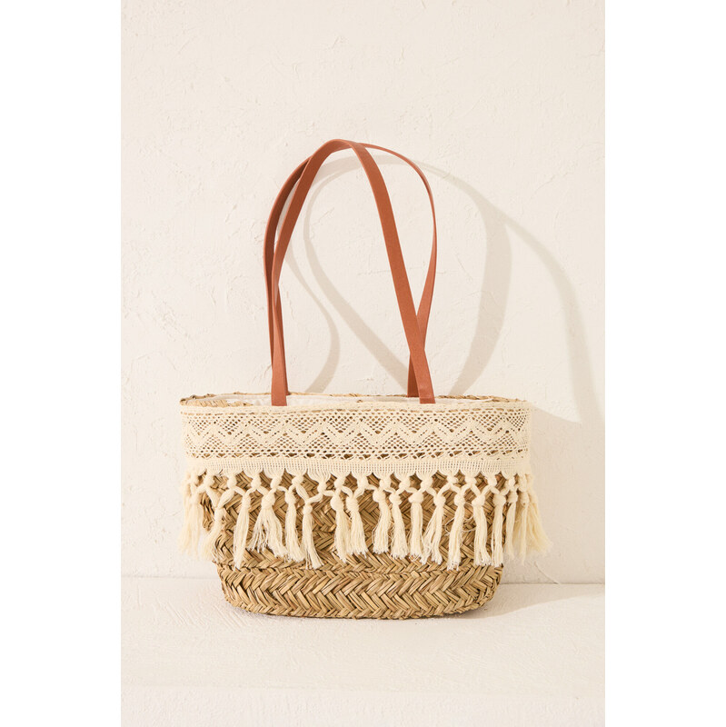 womensecret Plážová taška s čipkovým detailom 64121317