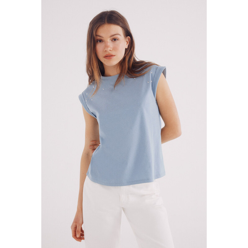 SPRINGFIELD Dámske tričko s ozdobnými kamienkami 64121327