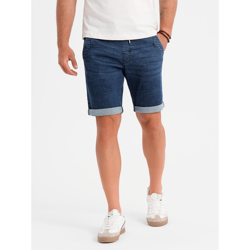 Ombre Mens denim shorts with rolled up leg - dark blue 64793516