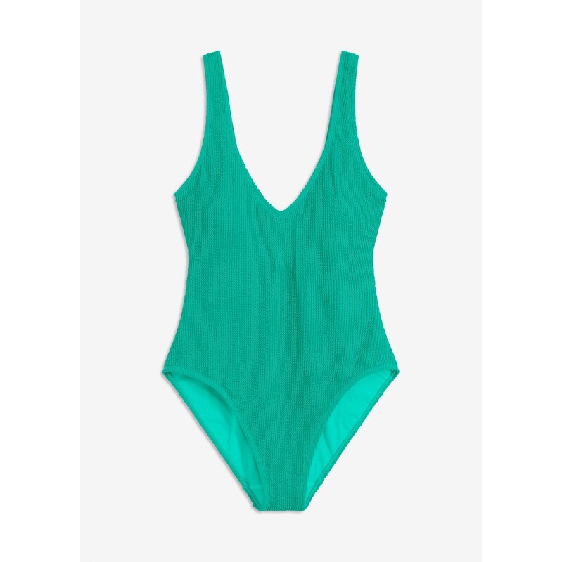 bonprix Štruktúrované plavky s hlbokým výstrihom, farba zelená 64125249