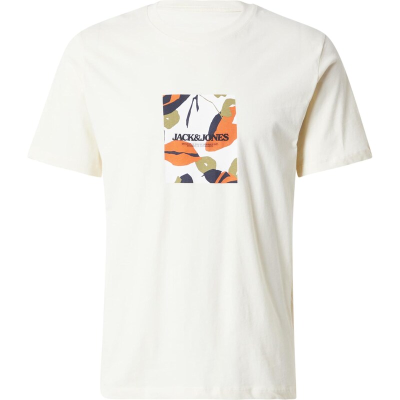 JACK & JONES Tričko olivová / oranžová / čierna / biela ako vlna 64131589