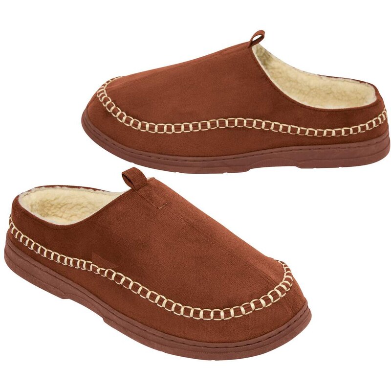Papuče z imitácie semišu podšité imitáciou ovčieho rúna Atlas For Men 61681675