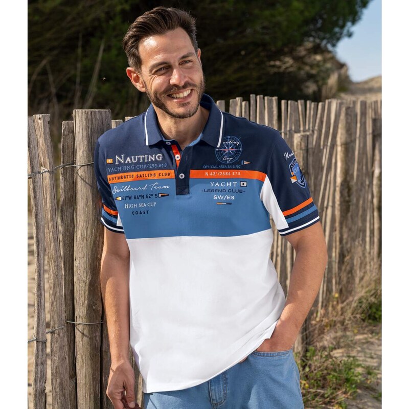 Polokošeľa z piké úpletu Nauting Winch & Wheel Atlas For Men Biela 64130004