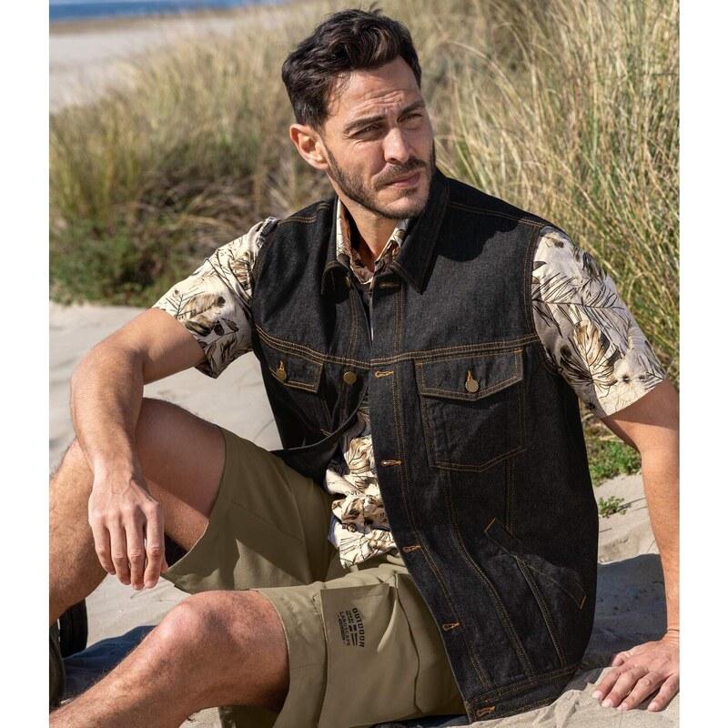 Čierna rifľová vesta Atlas For Men Čierna 64129987