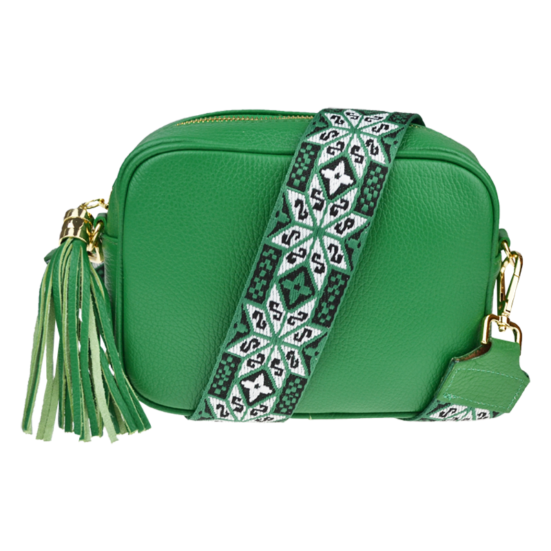 Zelená kožená talianska crossbody kabelka Bala Verde s prídavným 64133015