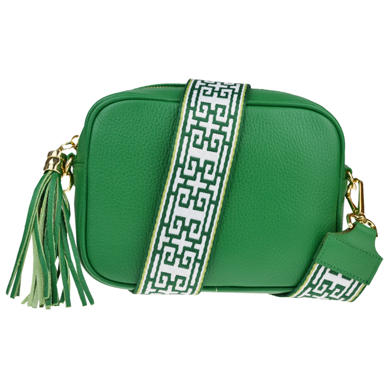 Zelená kožená talianska crossbody kabelka Bala Verde s prídavným 64133017