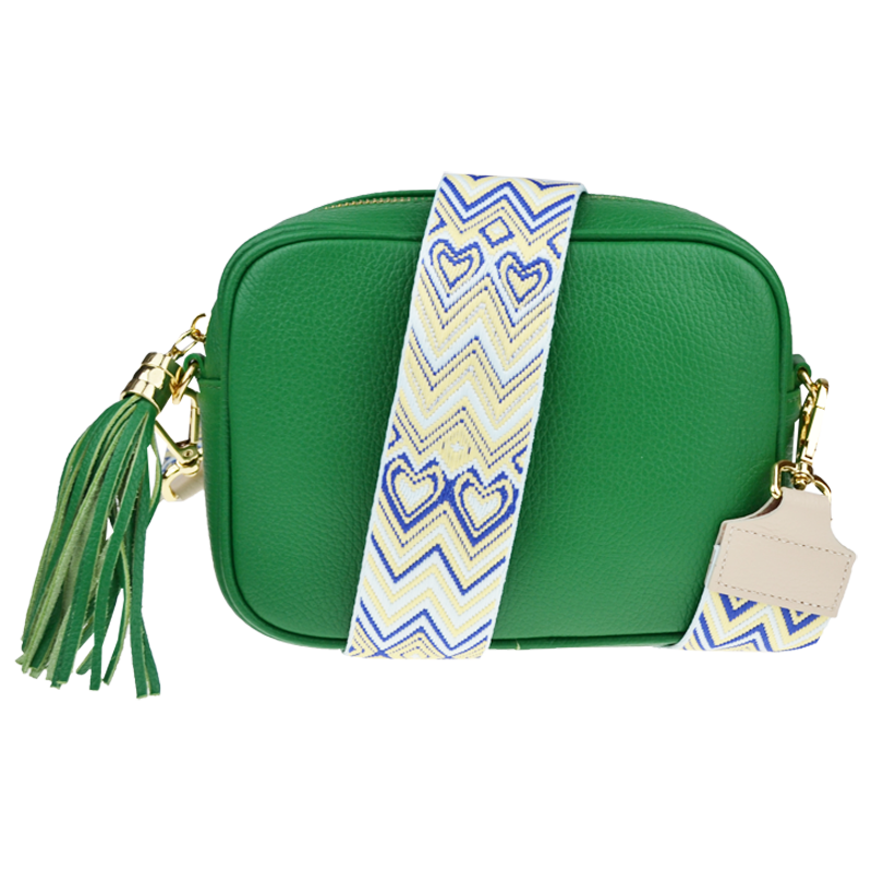 Zelená kožená talianska crossbody kabelka Bala Verde s prídavným 64138202