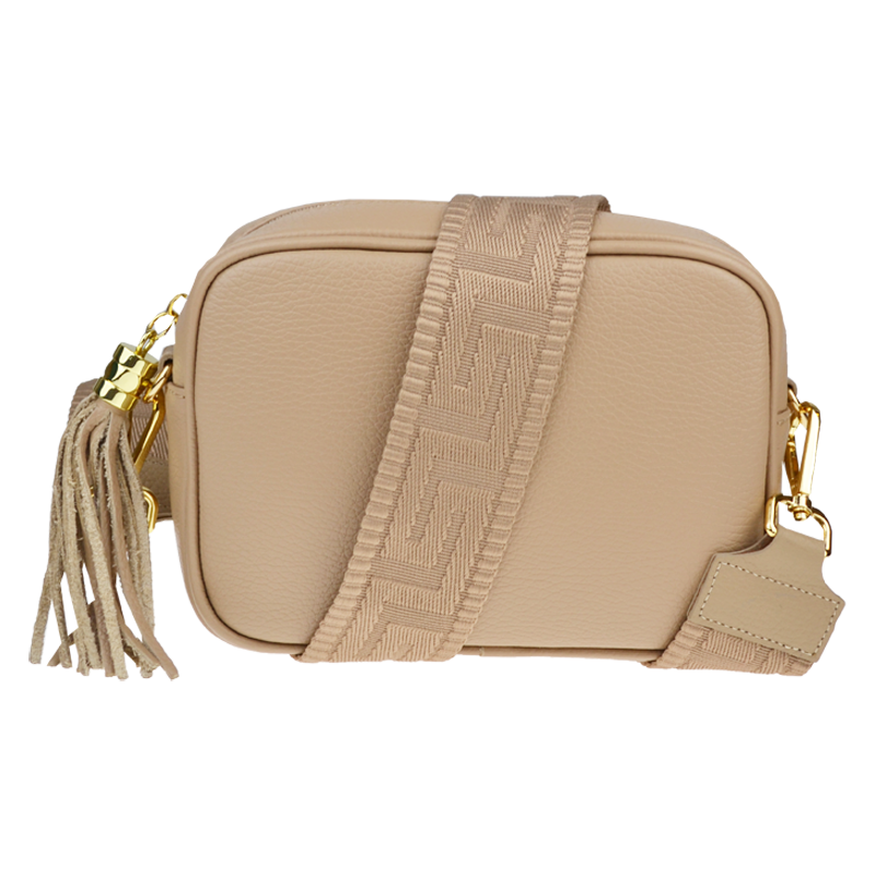 Hnedá kožená talianska crossbody kabelka Bala Cappuccino s prídavným 64138203