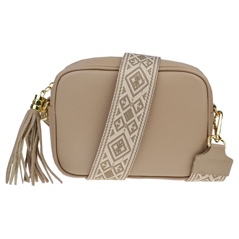 Hnedá kožená talianska crossbody kabelka Bala Cappuccino s prídavným 64138204