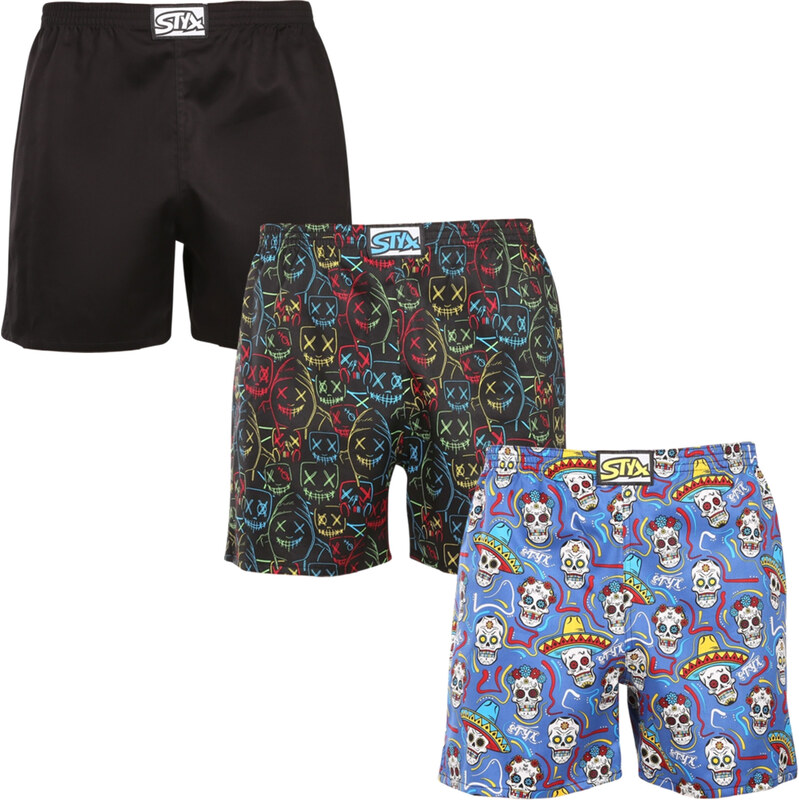 3PACK pánske trenky na spanie Styx viacfarebné (3DTP09036) 64135646