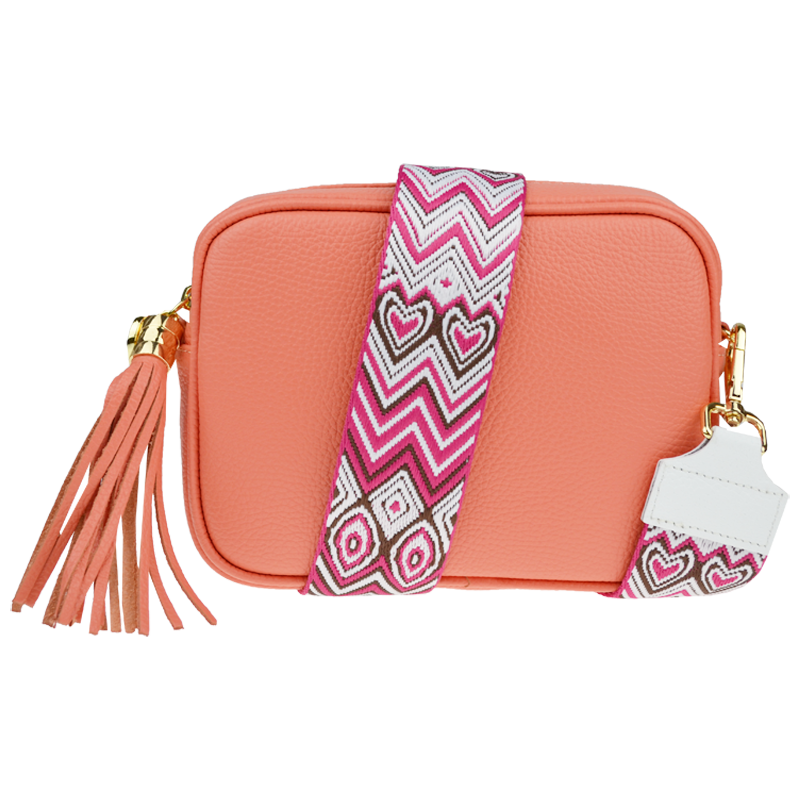 Ružová kožená talianska crossbody kabelka Bala Salmone s prídavným 64141788