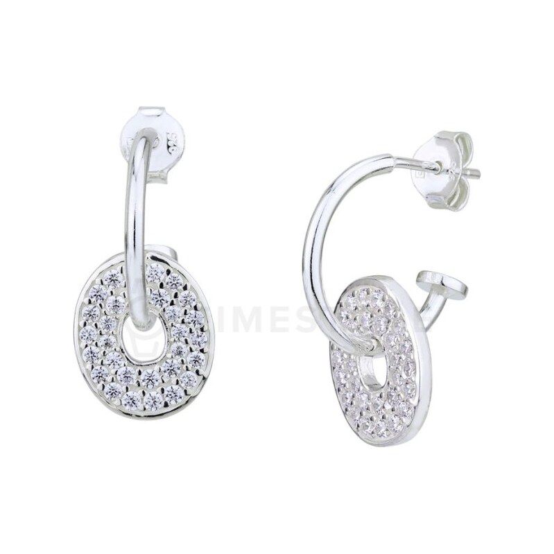 Strieborné náušnice s kruhovým dizajnom, zdobené zirkónmi TS-EA-0219 64145073