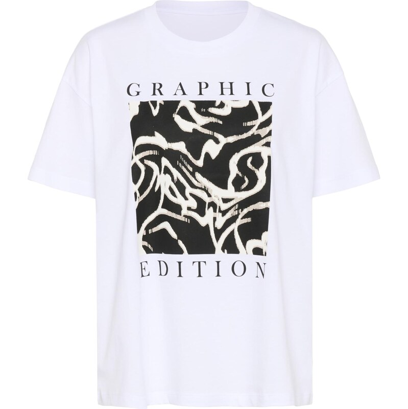 Kaffe Tričko KAVivie krémová / tmavobéžová / čierna / biela 64146478