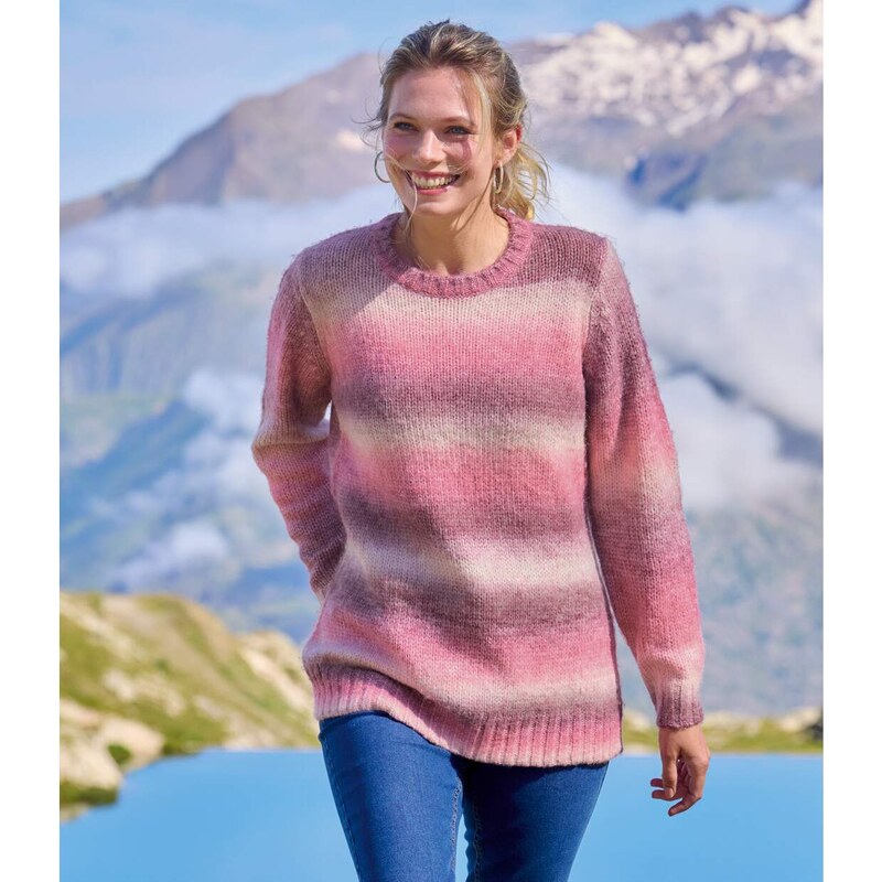 Dúhový pletený sveter Atlas For Men Ružová 61681894