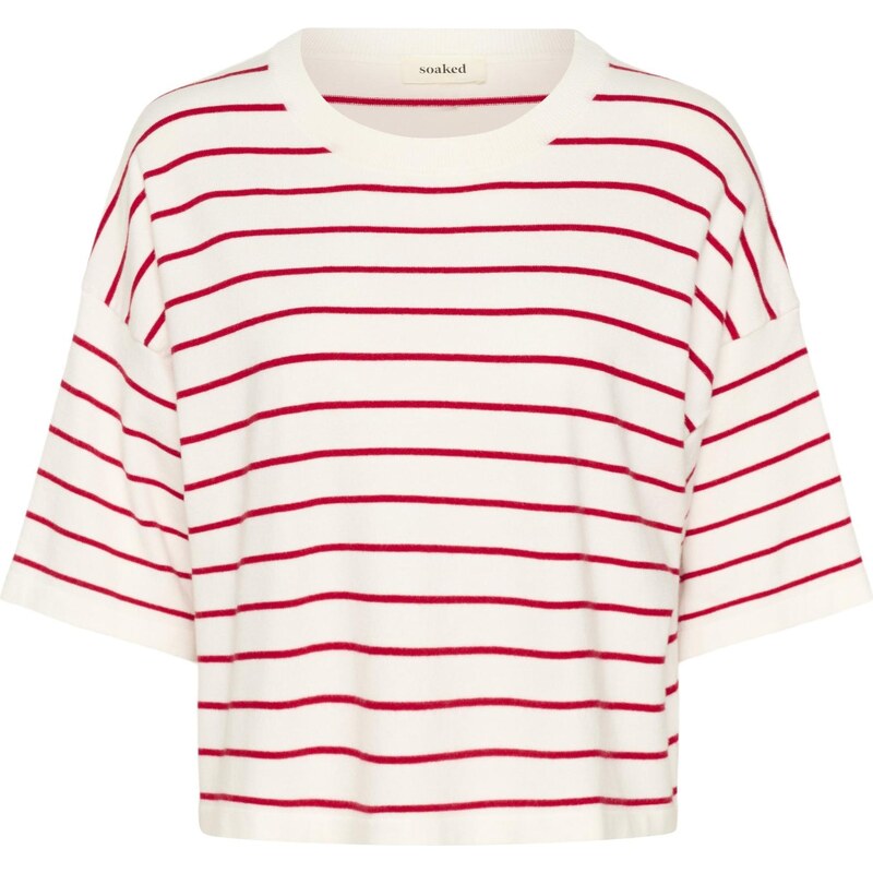 SOAKED IN LUXURY Sveter SLSpina krvavo červená / biela 65879921