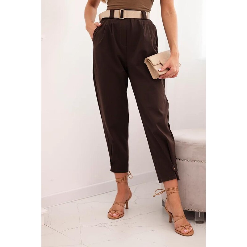 MladaModa Nohavice s opaskom a s ozdobným zapínaním dole model 7048-1 64149725