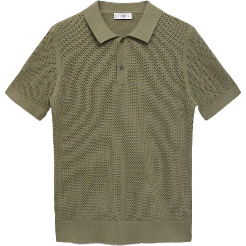 MANGO MAN Sveter Pointele olivová 64152017