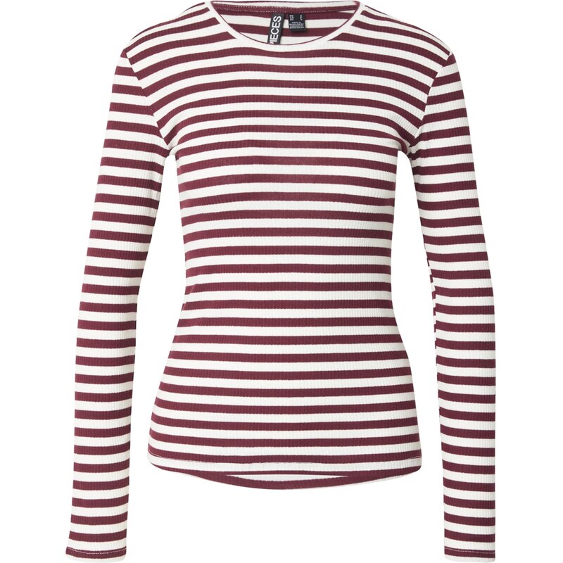 PIECES Tričko PCRUKA vínovo červená / biela 64201916