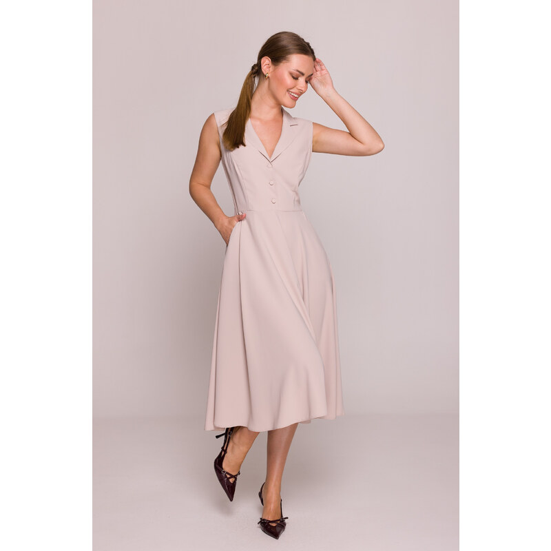 Stylove Midi šaty s otvoreným výstrihom | béžová S409 64154941