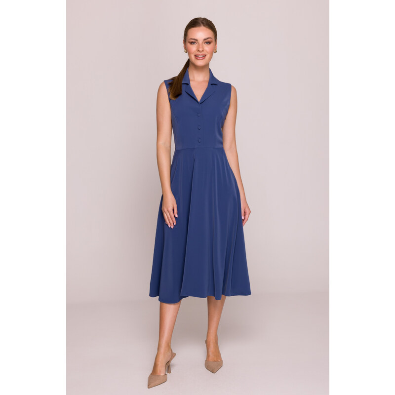 Stylove Midi šaty s otvoreným výstrihom | modrá S409 64154943