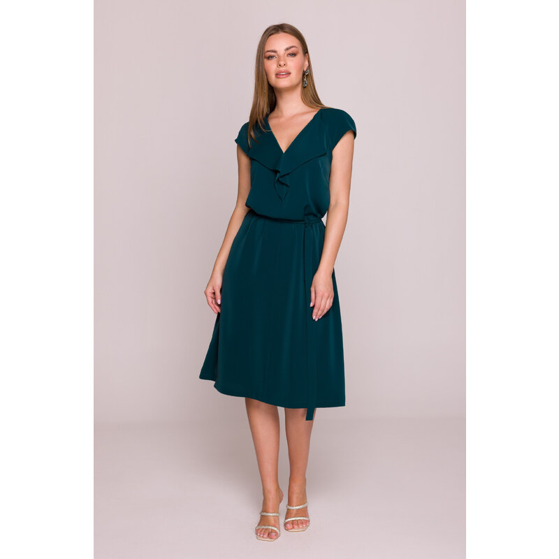 Stylove Midi šaty s ozdobným volánom | zelená S411 64154954
