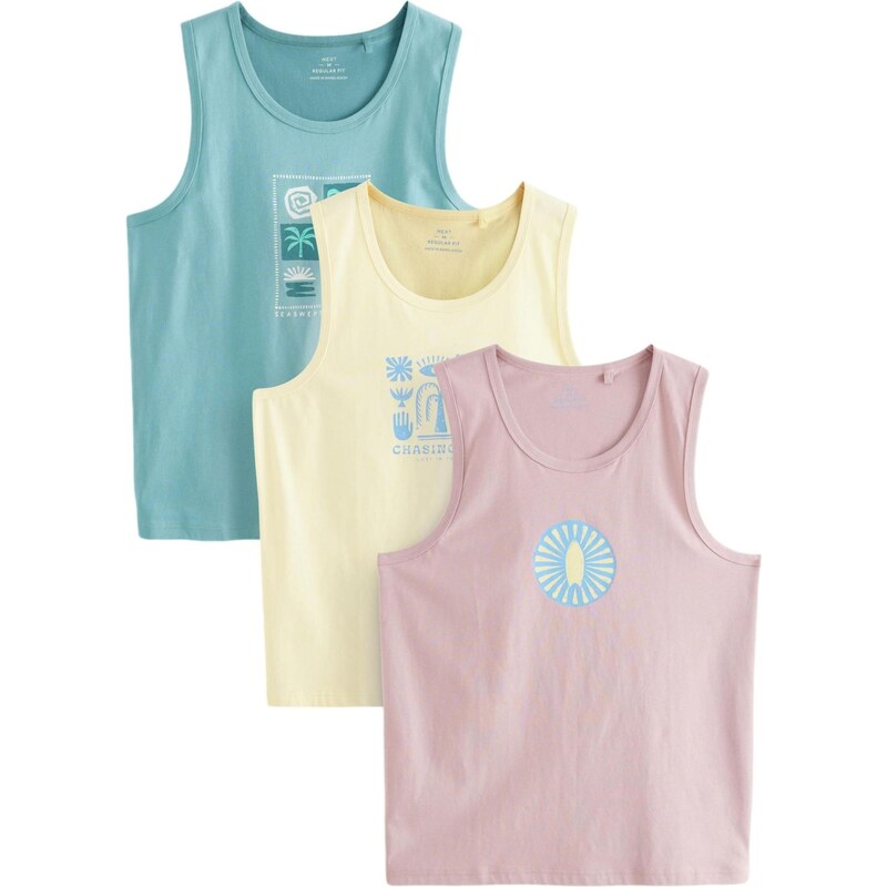 Next Tričko modrozelená / svetlomodrá / žltá / staroružová 64167159