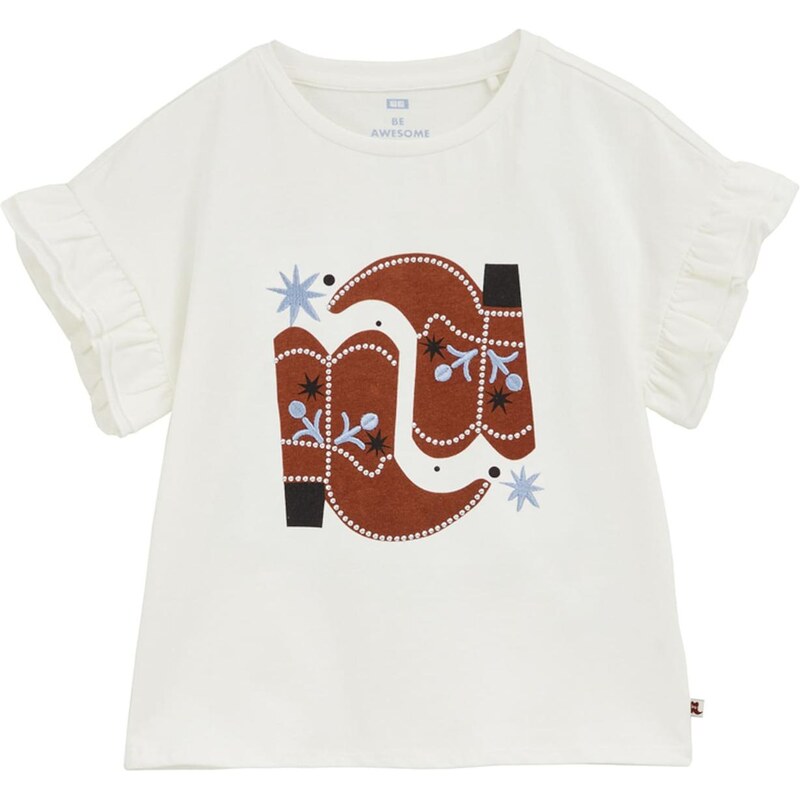 WE Fashion Tričko svetlomodrá / hnedá / čierna / biela 65655070