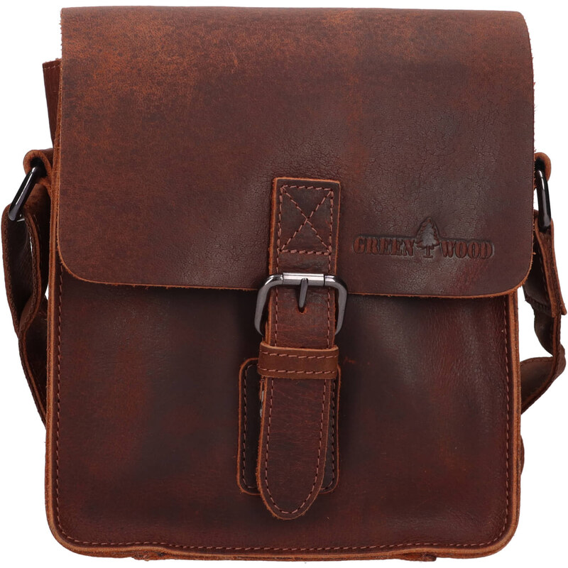 Pánska kožená taška cez rameno Greenwood Arten - hnedá 64167662