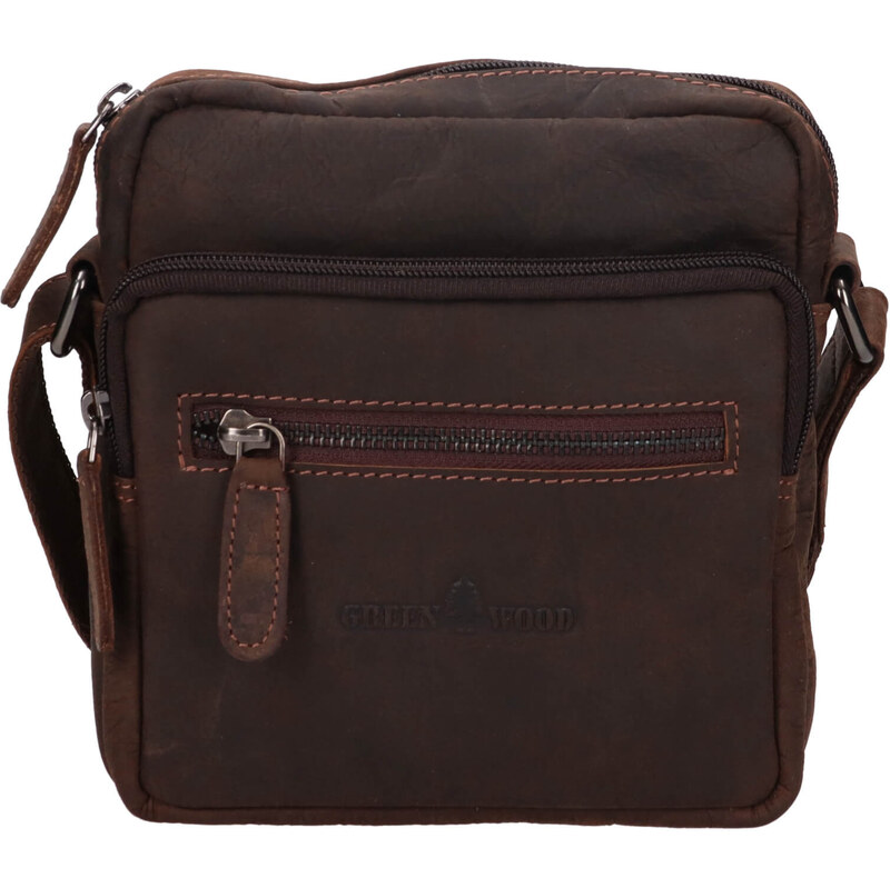 Pánska kožená taška cez rameno Greenwood Otakar - tmavo hnedá 64167663