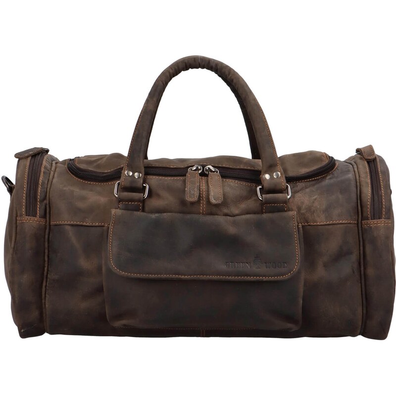 Kožená cestovná taška Greenwood Alois - tmavo hnedá 64167693