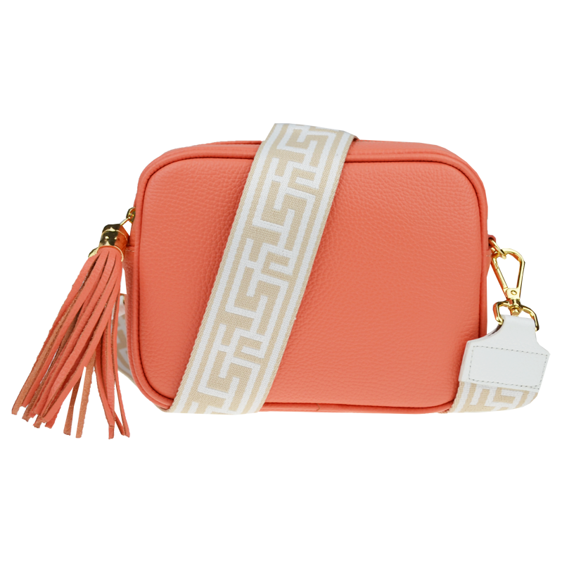 Ružová kožená talianska crossbody kabelka Bala Salmone s prídavným 64168662