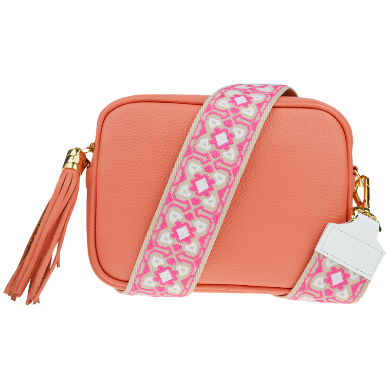 Ružová kožená talianska crossbody kabelka Bala Salmone s prídavným 64168665