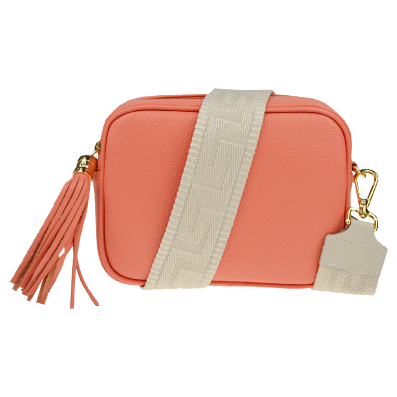 Ružová kožená talianska crossbody kabelka Bala Salmone s prídavným 64168666