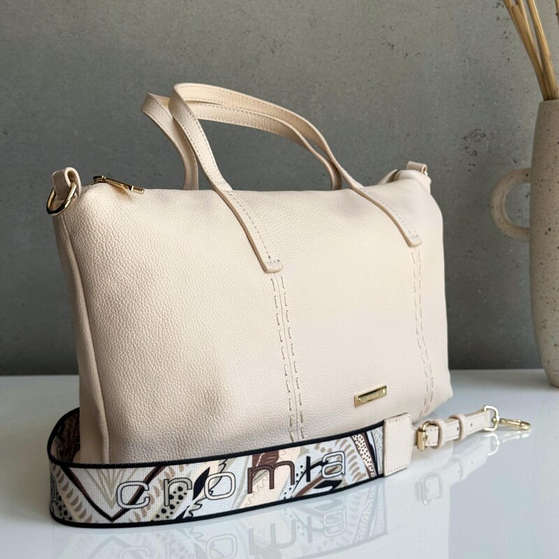Kožená kabelka CROMIA Tabas krémová 64169580