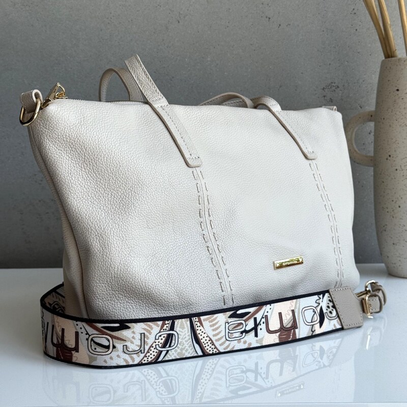 Kožená kabelka CROMIA Tabas avorio 64169581