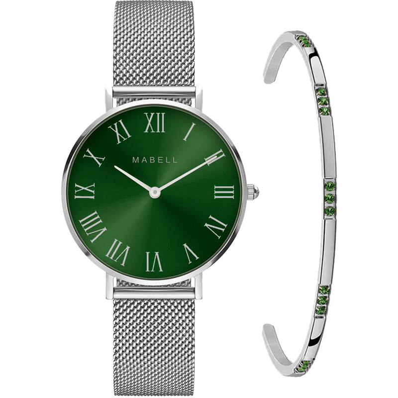 Mabell Set hodiniek a náramku z chirurgickej ocele Royal - Silver 64174881