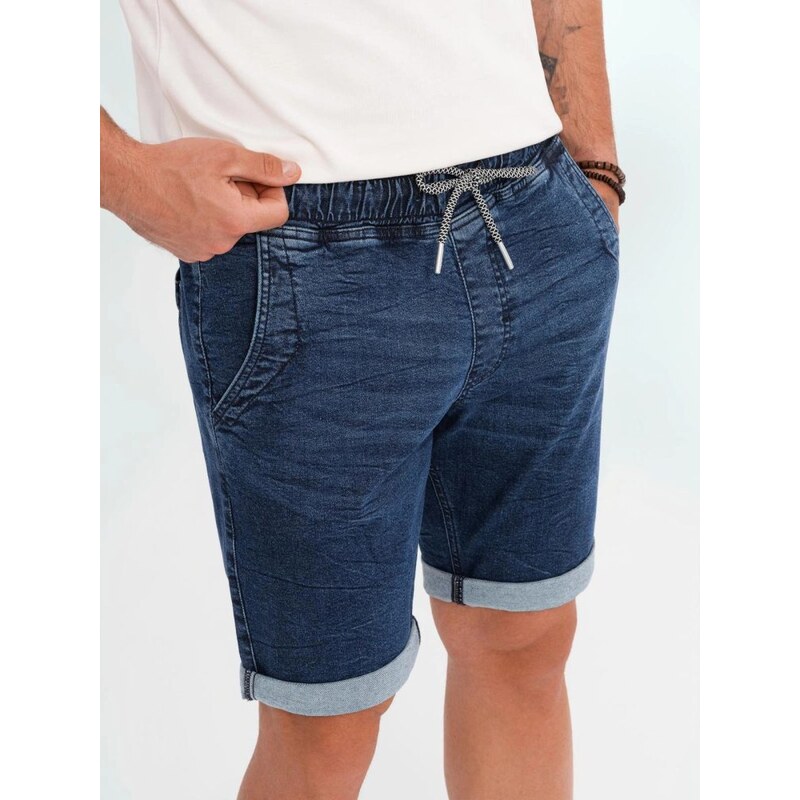 Ombre Clothing Štýlové tmavomodré rifľové kraťasy V2 SRDS-0161 64192501