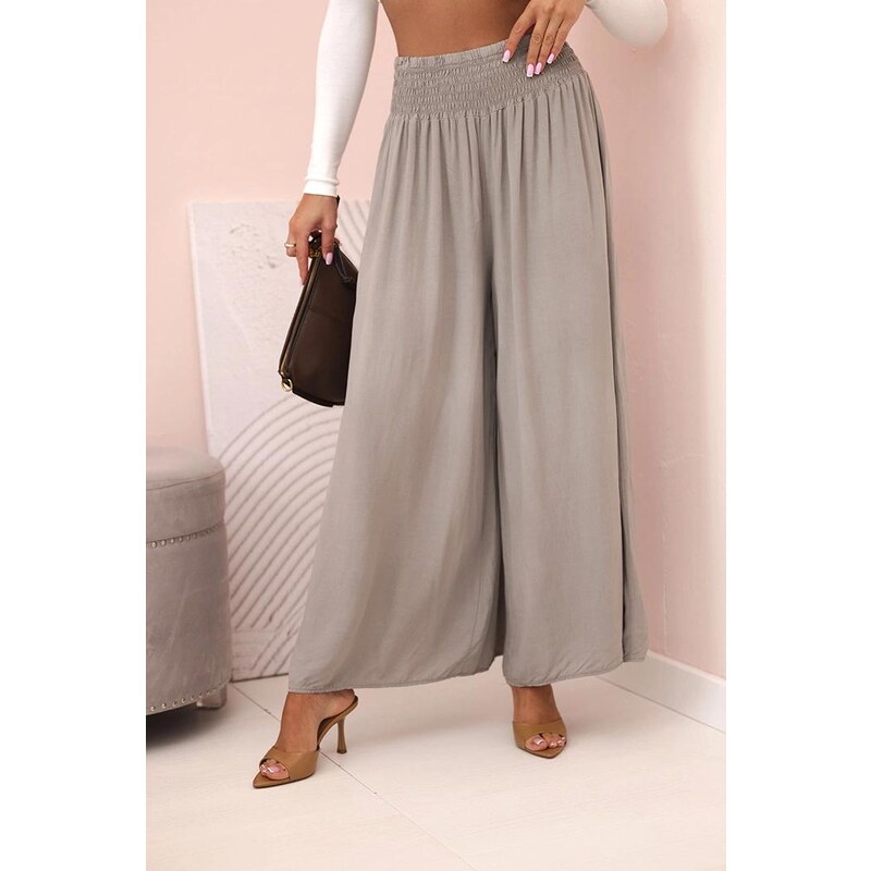 MladaModa Široké viskózové nohavice s elastickým pásom model 3069 64190695