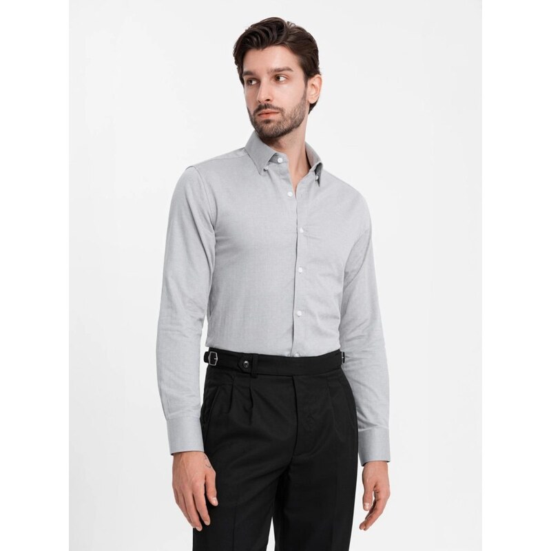 Ombre Clothing Módna šedá slim-fit košeľa V2 SHCS-0175 64192499