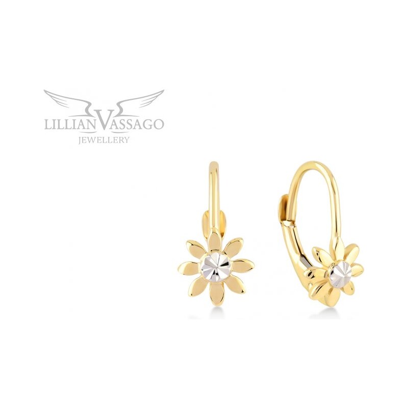 Lillian Vassago Patentové náušnice s kvetinou z kombinovaného zlata 64193281