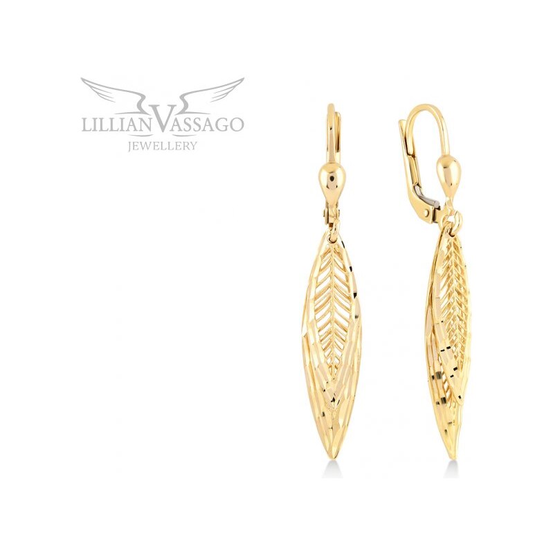 Lillian Vassago Zlaté visiace náušnice listy LLV06-GER289 64193286
